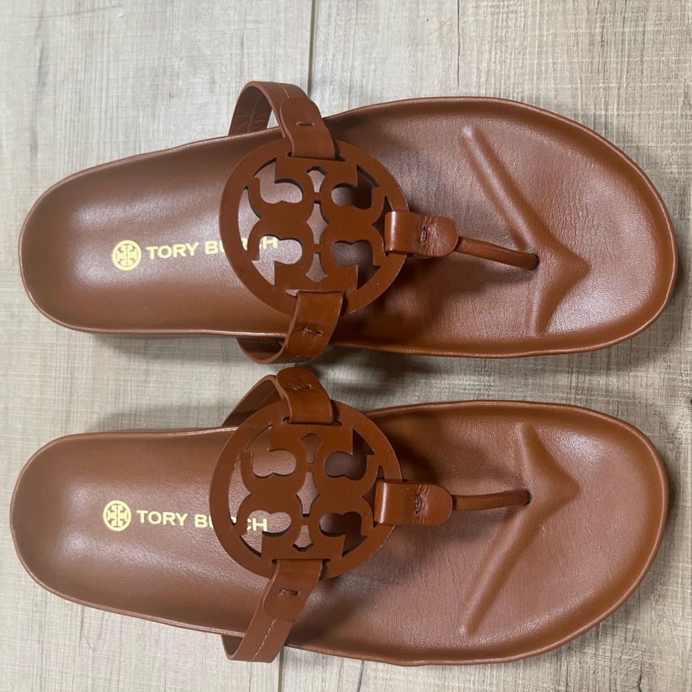 Tory Burch Brown Leather Thong Sandals